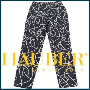Vintage Hauber Navy White Rope Print High Waist Cotton Chino Pants (8)
